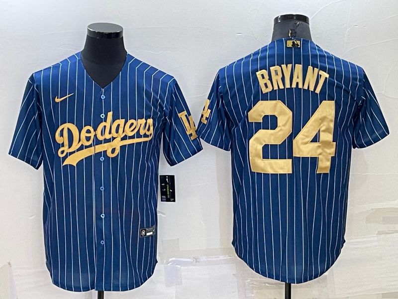 Men Los Angeles Dodgers 24 Bryant Blue Gold Throwback Nike 2022 MLB Jerseys